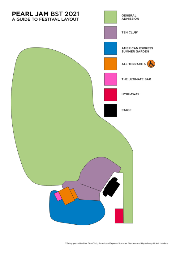 BST Hyde Park Festival Map - Pearl Jam 2021